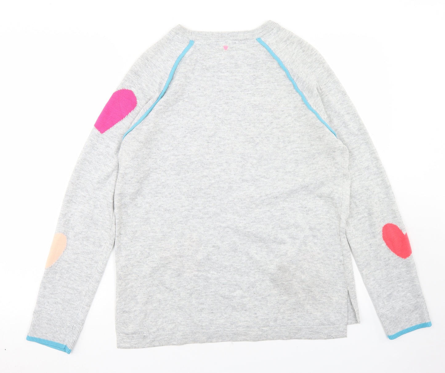 Khost Womens Grey Crew Neck Geometric Polyester Pullover Jumper Size 14   - Heart print