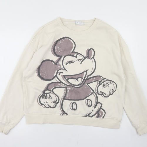 Primark Womens Beige  Polyester Pullover Sweatshirt Size M   - Mickey Mouse