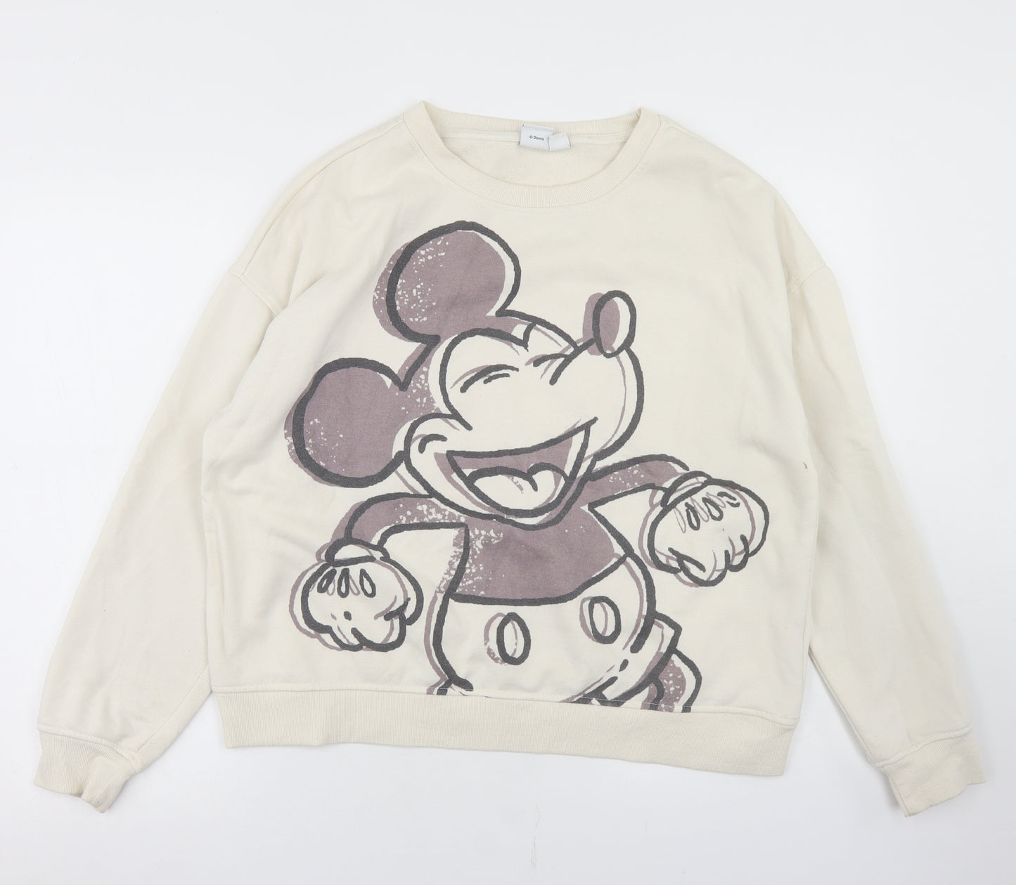 Primark Womens Beige  Polyester Pullover Sweatshirt Size M   - Mickey Mouse
