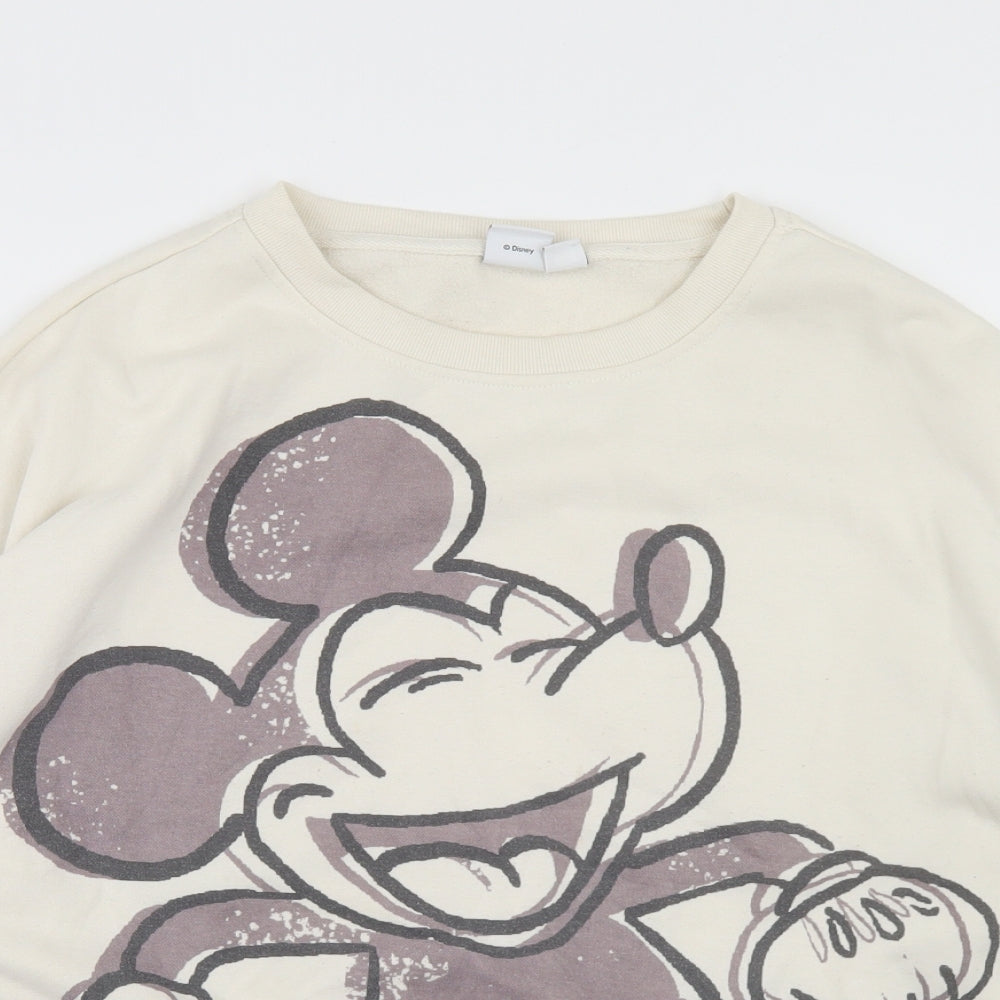 Primark Womens Beige  Polyester Pullover Sweatshirt Size M   - Mickey Mouse