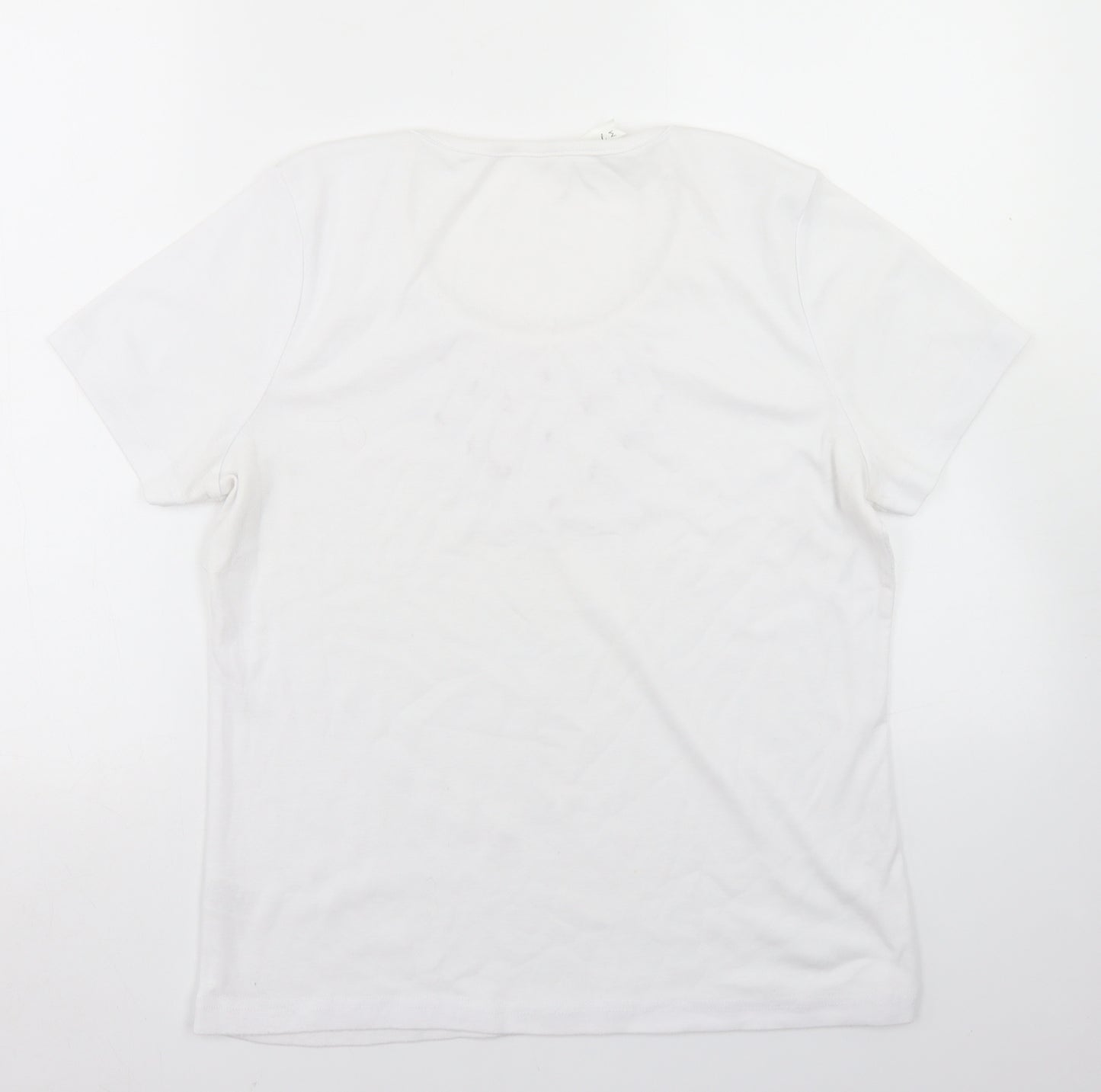 BM Womens White  Polyester Basic T-Shirt Size M Round Neck