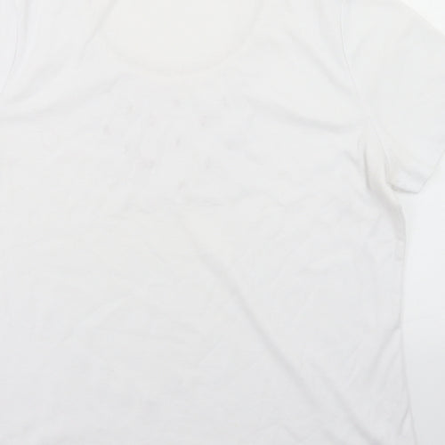 BM Womens White  Polyester Basic T-Shirt Size M Round Neck