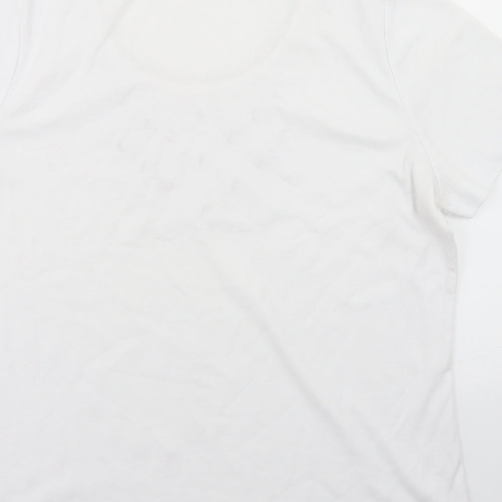BM Womens White  Polyester Basic T-Shirt Size M Round Neck