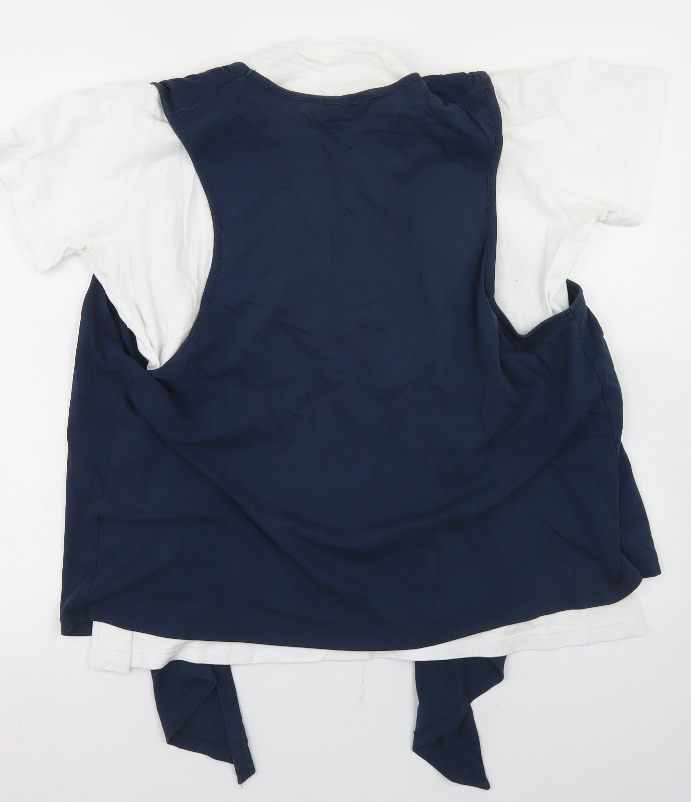 Isle Womens White  Cotton Basic T-Shirt Size L Crew Neck - With Waistcoat