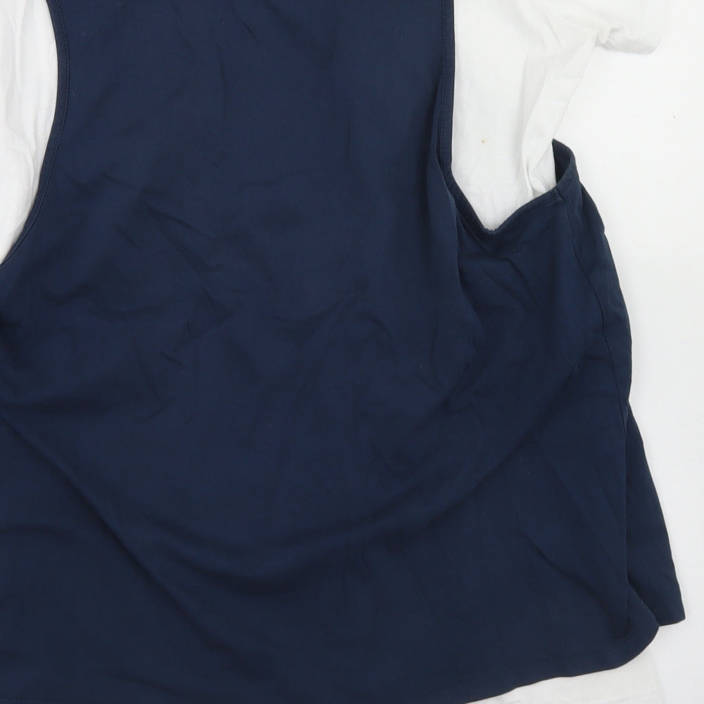 Isle Womens White  Cotton Basic T-Shirt Size L Crew Neck - With Waistcoat