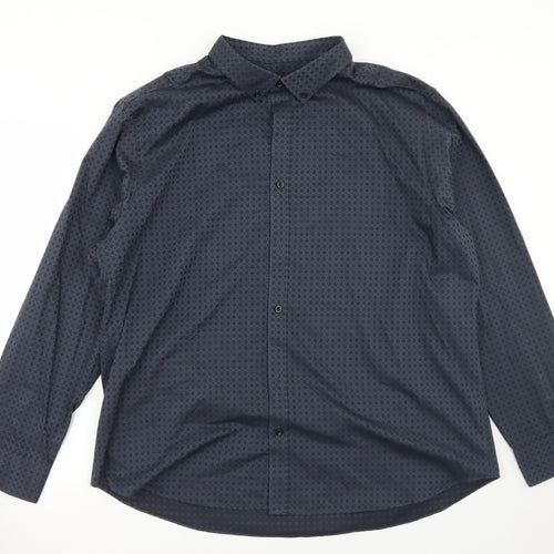 The Collection Debenhams Mens Blue Check Polyester  Button-Up Size 2XL Collared Button - Tailored fit