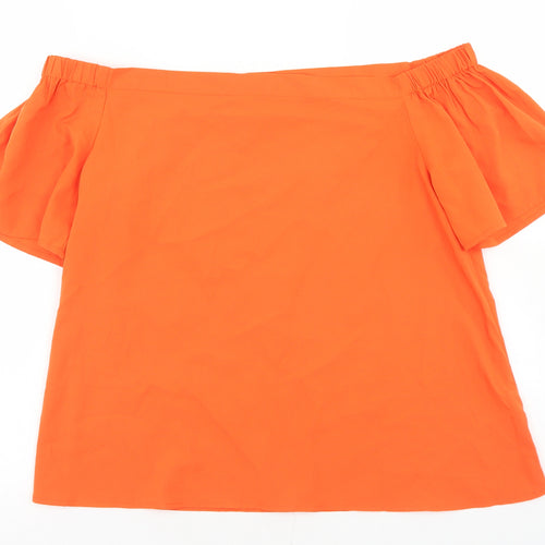 Peacocks Womens Orange  Polyester Basic Blouse Size 12 Off the Shoulder