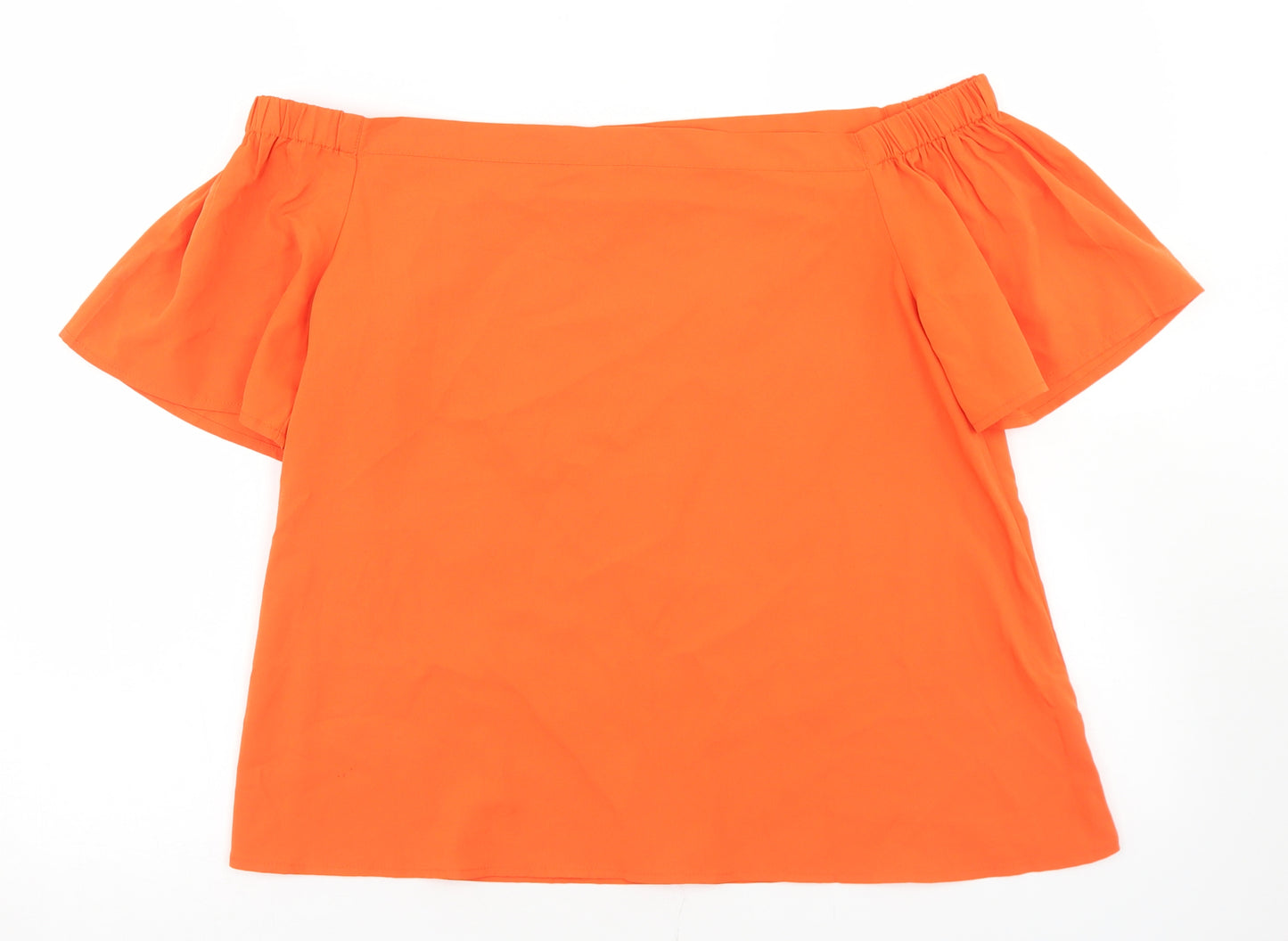 Peacocks Womens Orange  Polyester Basic Blouse Size 12 Off the Shoulder