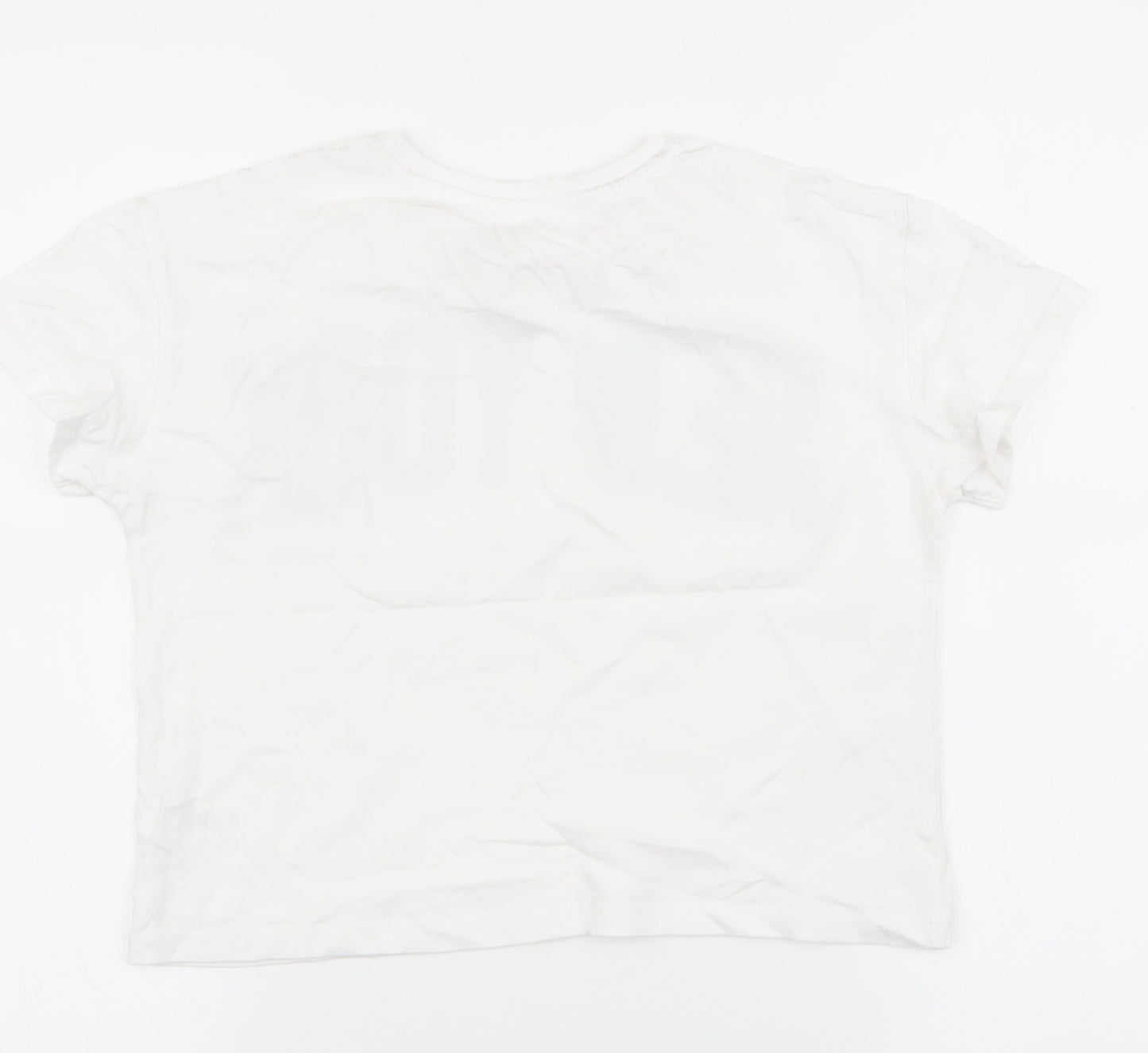 Dunnes Stores Girls White  100% Cotton Cropped T-Shirt Size 10-11 Years Round Neck Pullover - New York