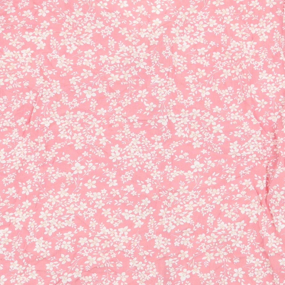 F&F Womens Pink Floral Viscose Basic Blouse Size 20 V-Neck