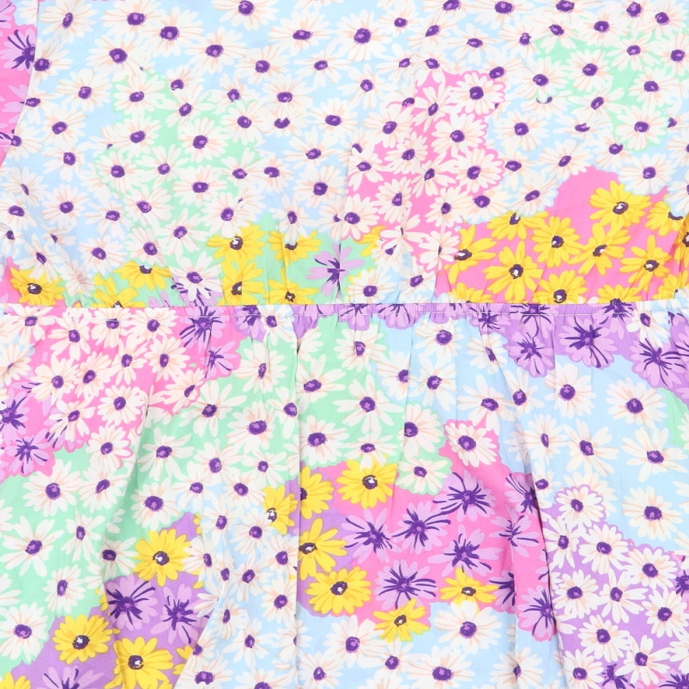 Boohoo Womens Multicoloured Floral Polyester Basic Blouse Size 20 V-Neck