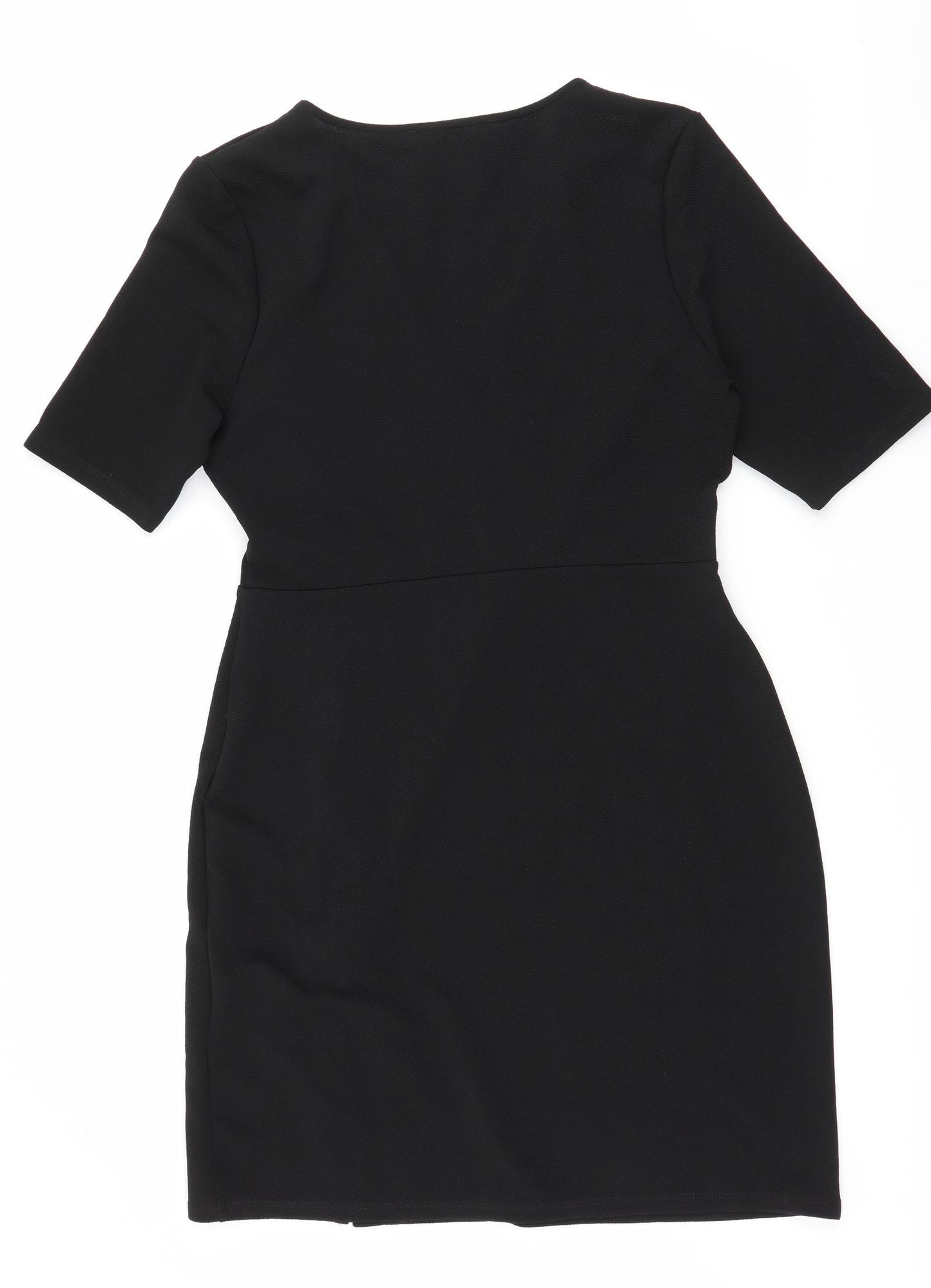 Dorothy Perkins Womens Black  Polyester Wrap Dress  Size 14  V-Neck Pullover