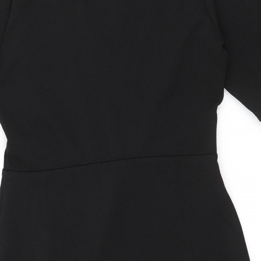 Dorothy Perkins Womens Black  Polyester Wrap Dress  Size 14  V-Neck Pullover