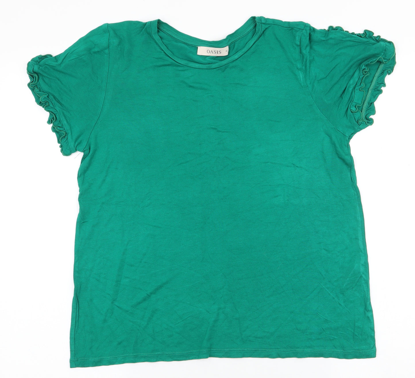 Oasis Womens Green  Viscose Jersey T-Shirt Size M Round Neck