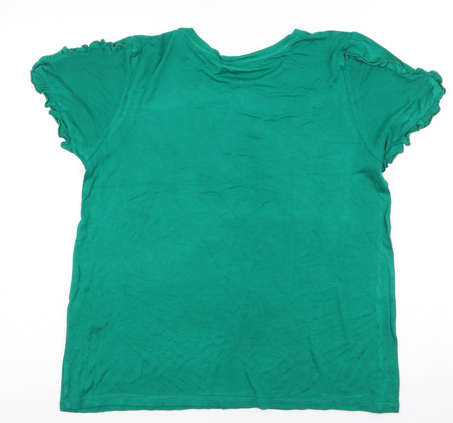 Oasis Womens Green  Viscose Jersey T-Shirt Size M Round Neck