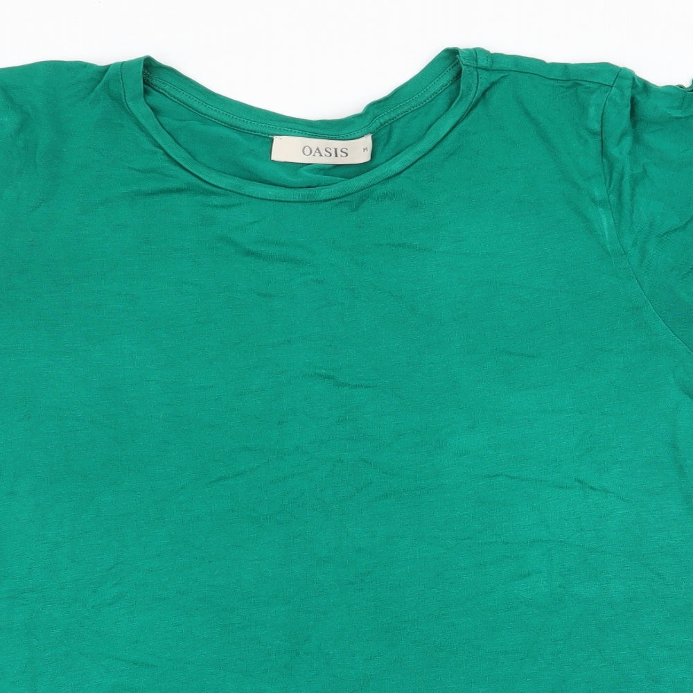 Oasis Womens Green  Viscose Jersey T-Shirt Size M Round Neck
