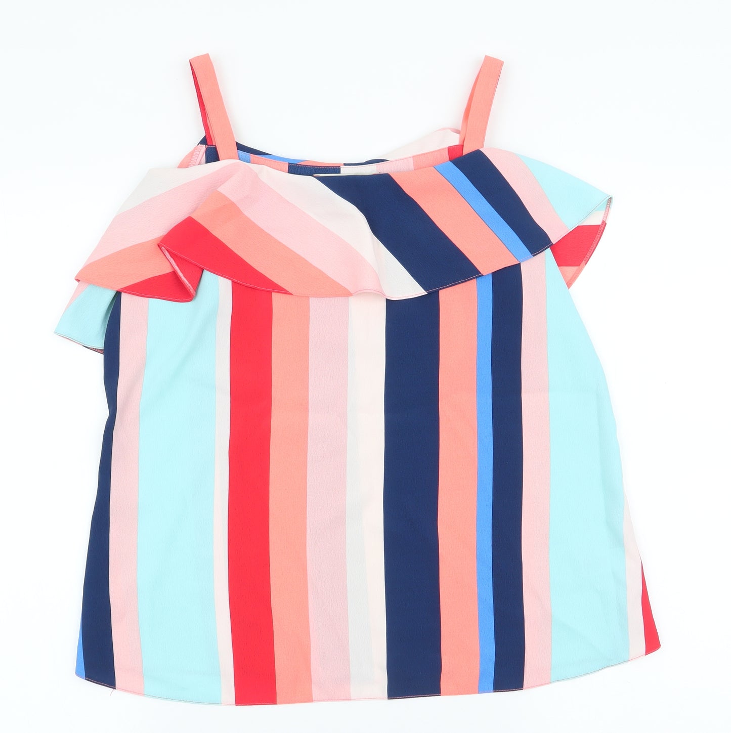 George Womens Multicoloured Striped Polyester Basic Blouse Size 10 Off the Shoulder