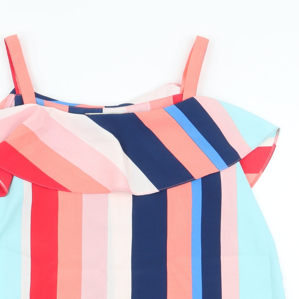 George Womens Multicoloured Striped Polyester Basic Blouse Size 10 Off the Shoulder