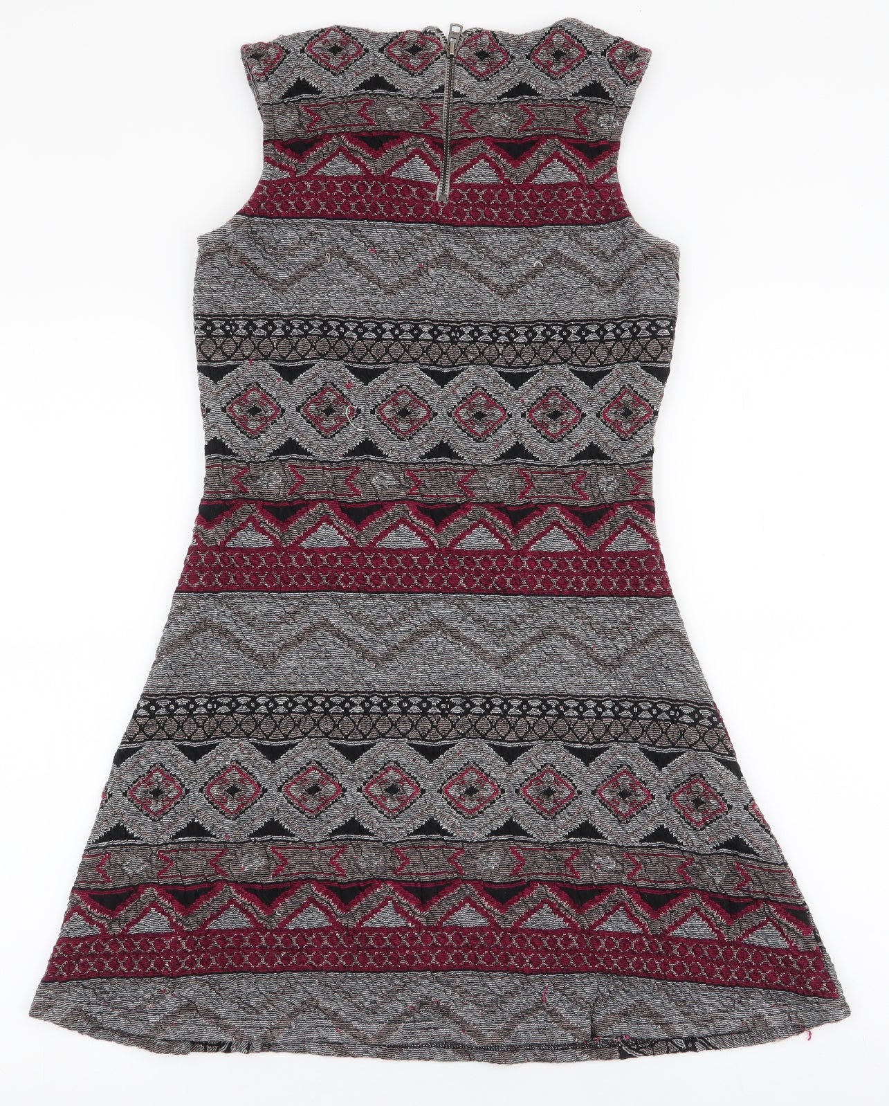 Only Womens Multicoloured Geometric Polyester A-Line  Size M  Round Neck Zip