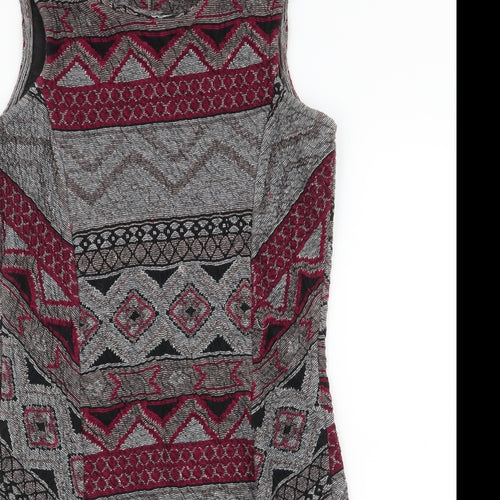 Only Womens Multicoloured Geometric Polyester A-Line  Size M  Round Neck Zip