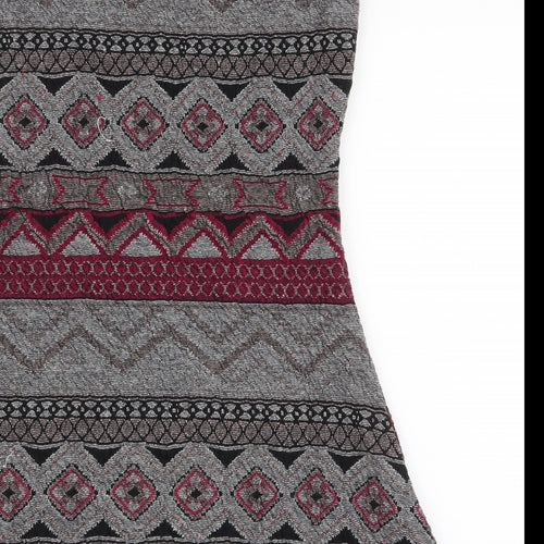 Only Womens Multicoloured Geometric Polyester A-Line  Size M  Round Neck Zip
