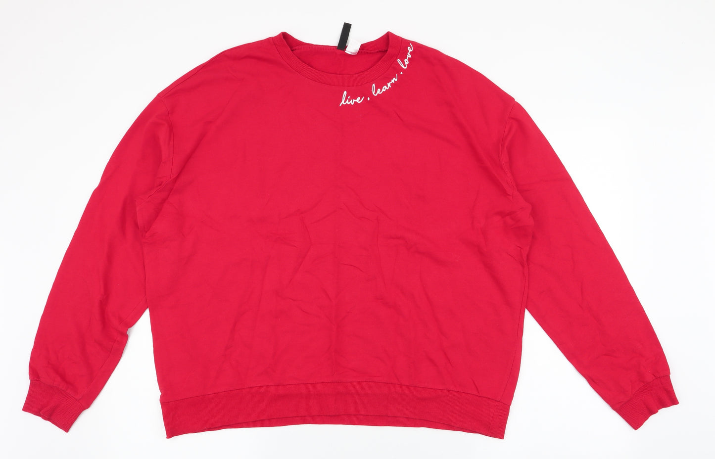 Divided by H&M Womens Red  100% Cotton Pullover Sweatshirt Size XL  Pullover - live learn love