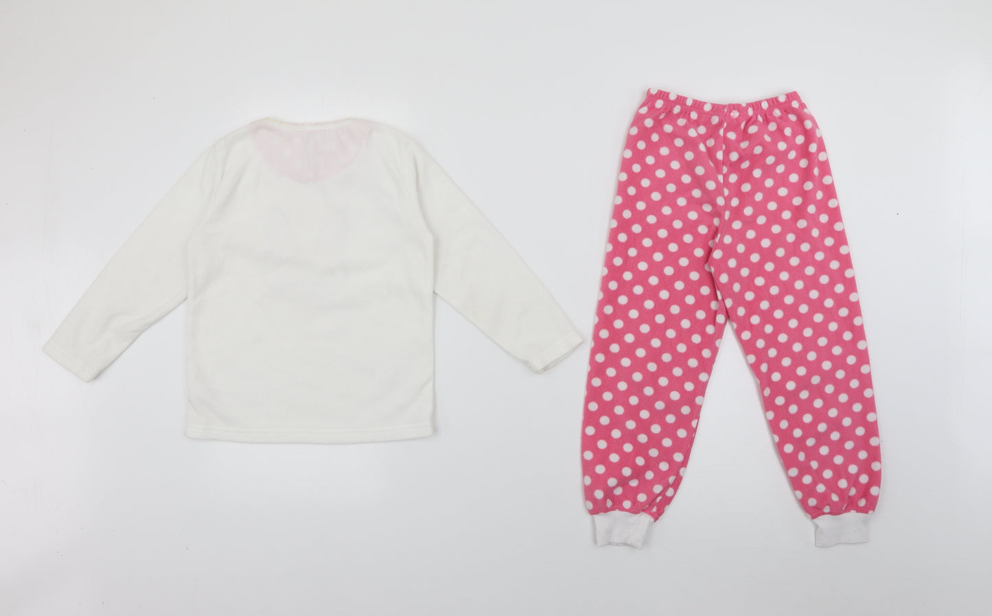 YD Girls Pink Polka Dot Polyester Top Pyjama Set Size 5-6 Years   - Rabbit Bunny