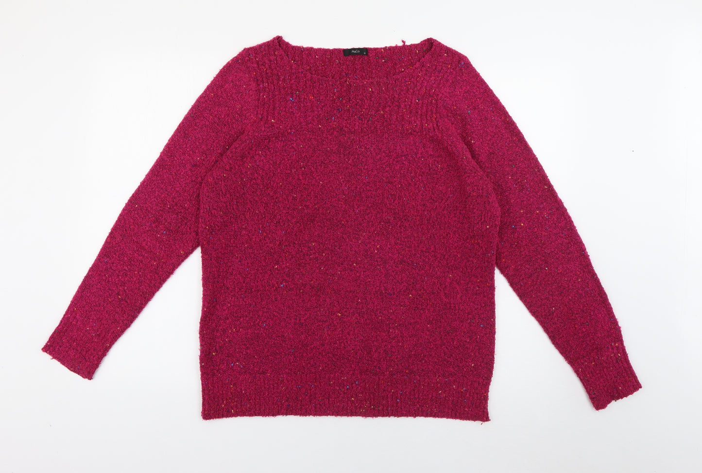 M&Co Womens Pink Scoop Neck  Acrylic Pullover Jumper Size 18