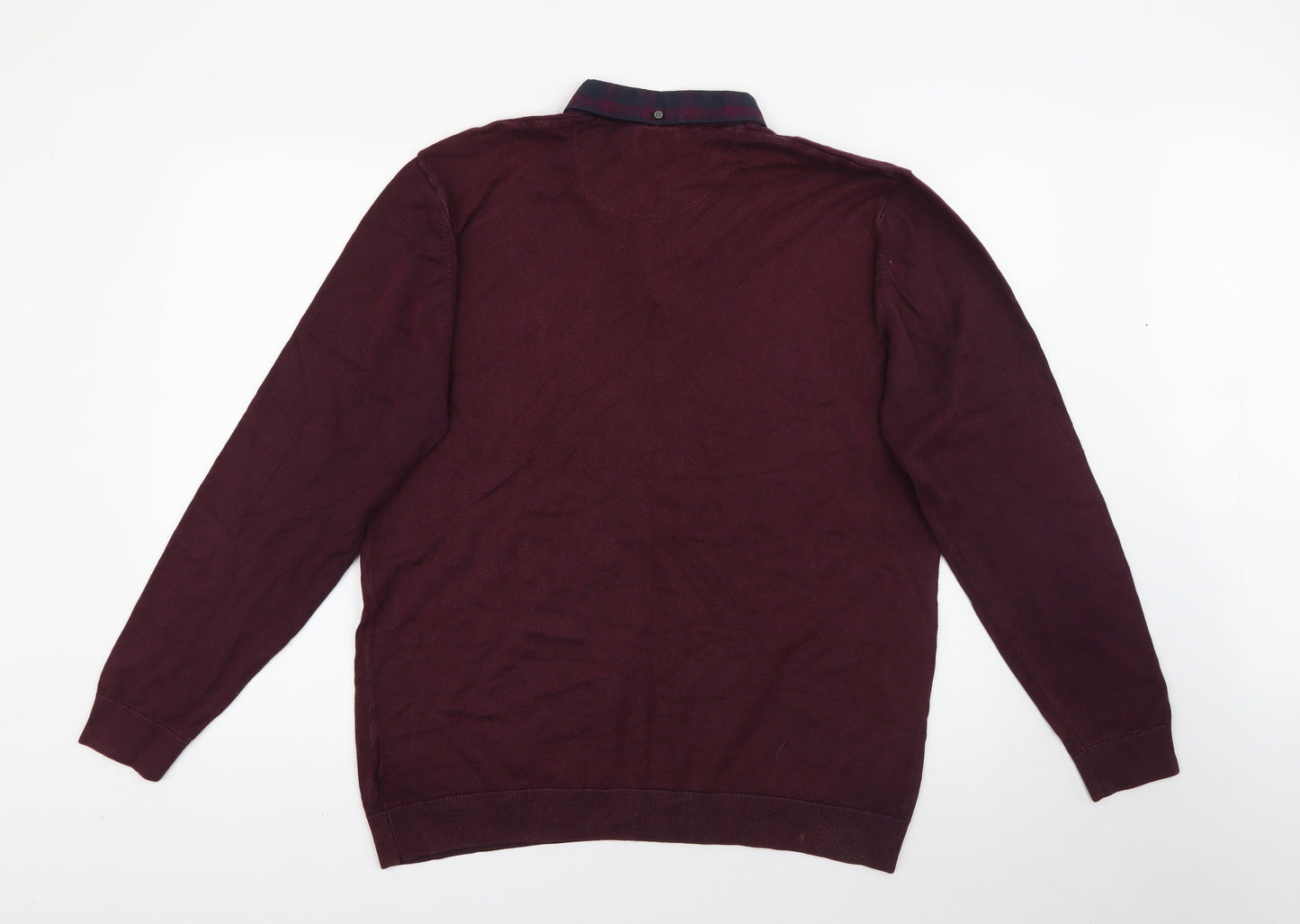 NEXT Mens Purple Collared  Cotton Pullover Jumper Size XL