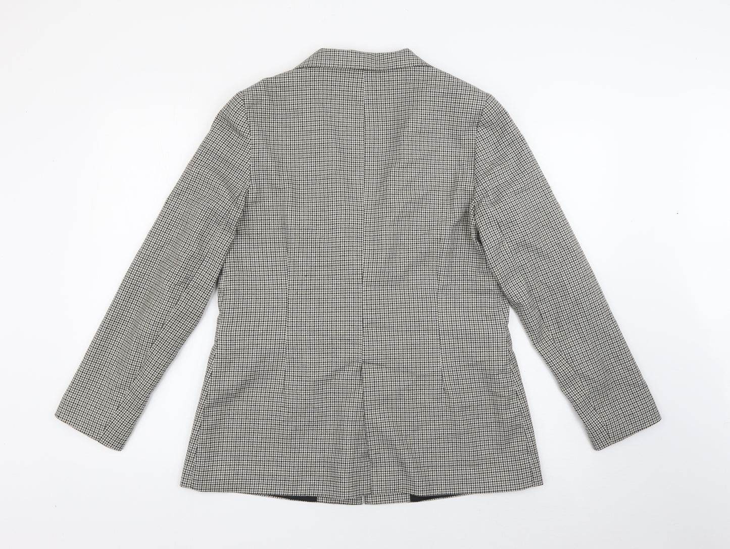 New Look Womens Beige Houndstooth Polyester Jacket Blazer Size 12