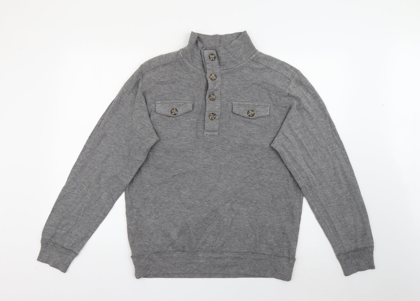 George Mens Grey High Neck  Cotton Pullover Jumper Size M