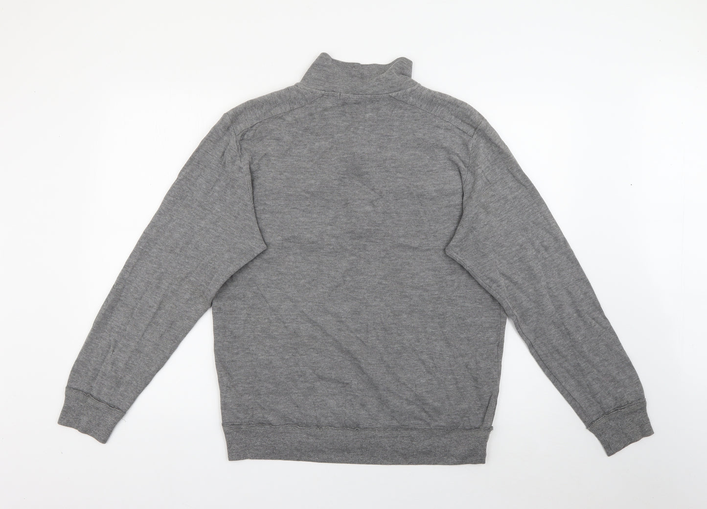 George Mens Grey High Neck  Cotton Pullover Jumper Size M