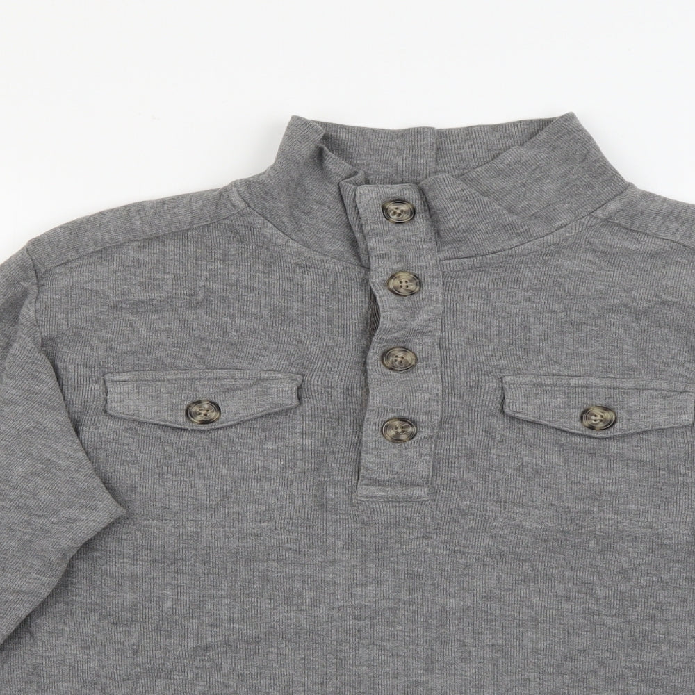 George Mens Grey High Neck  Cotton Pullover Jumper Size M