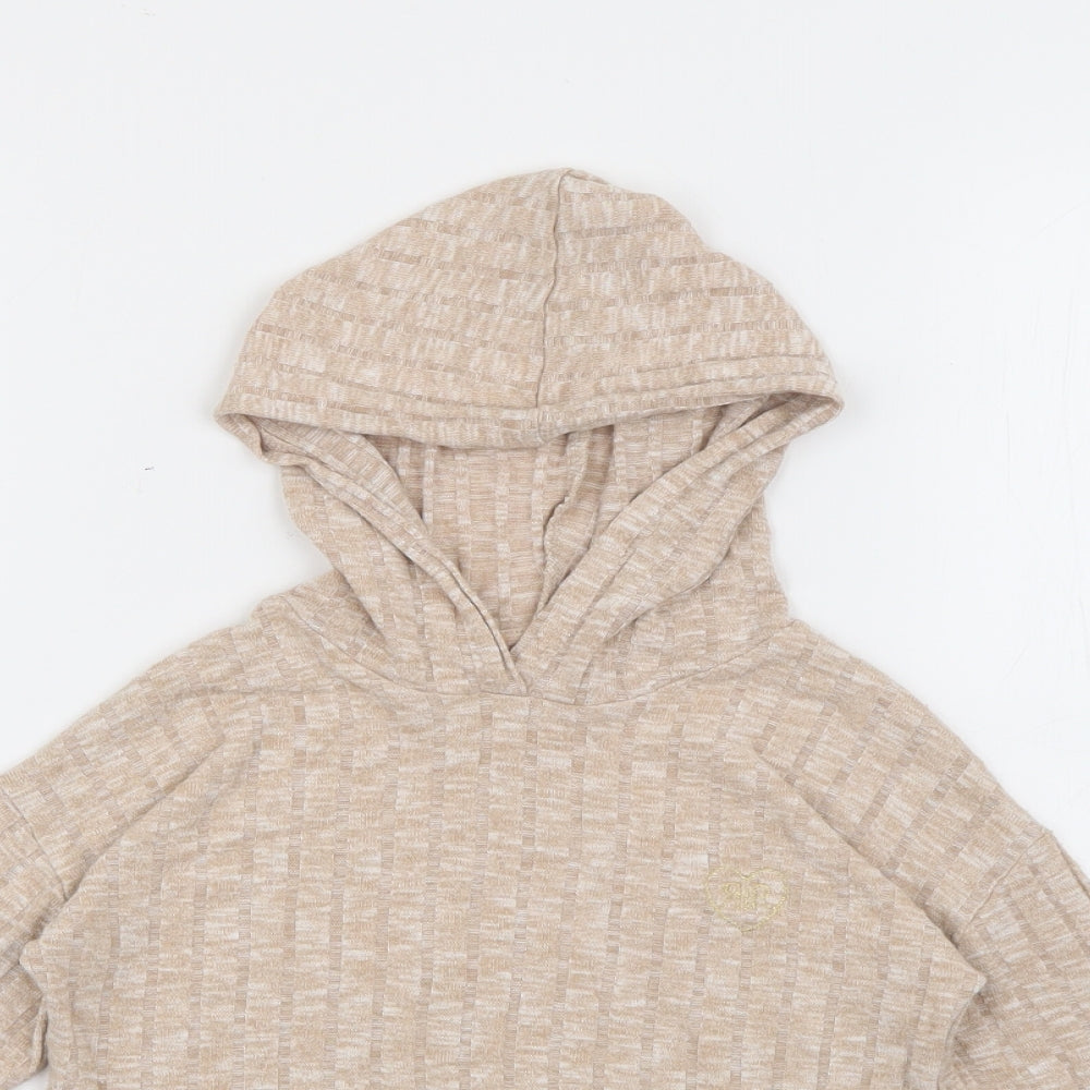 River Island Girls Beige  Viscose Pullover Hoodie Size 3-4 Years