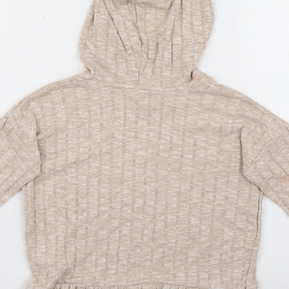 River Island Girls Beige  Viscose Pullover Hoodie Size 3-4 Years