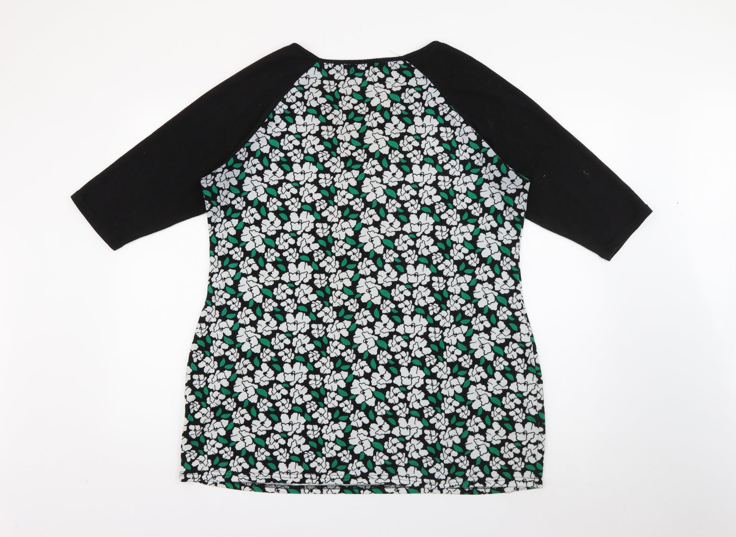 Originals Womens Black Scoop Neck Floral Polyester Pullover Jumper Size 18