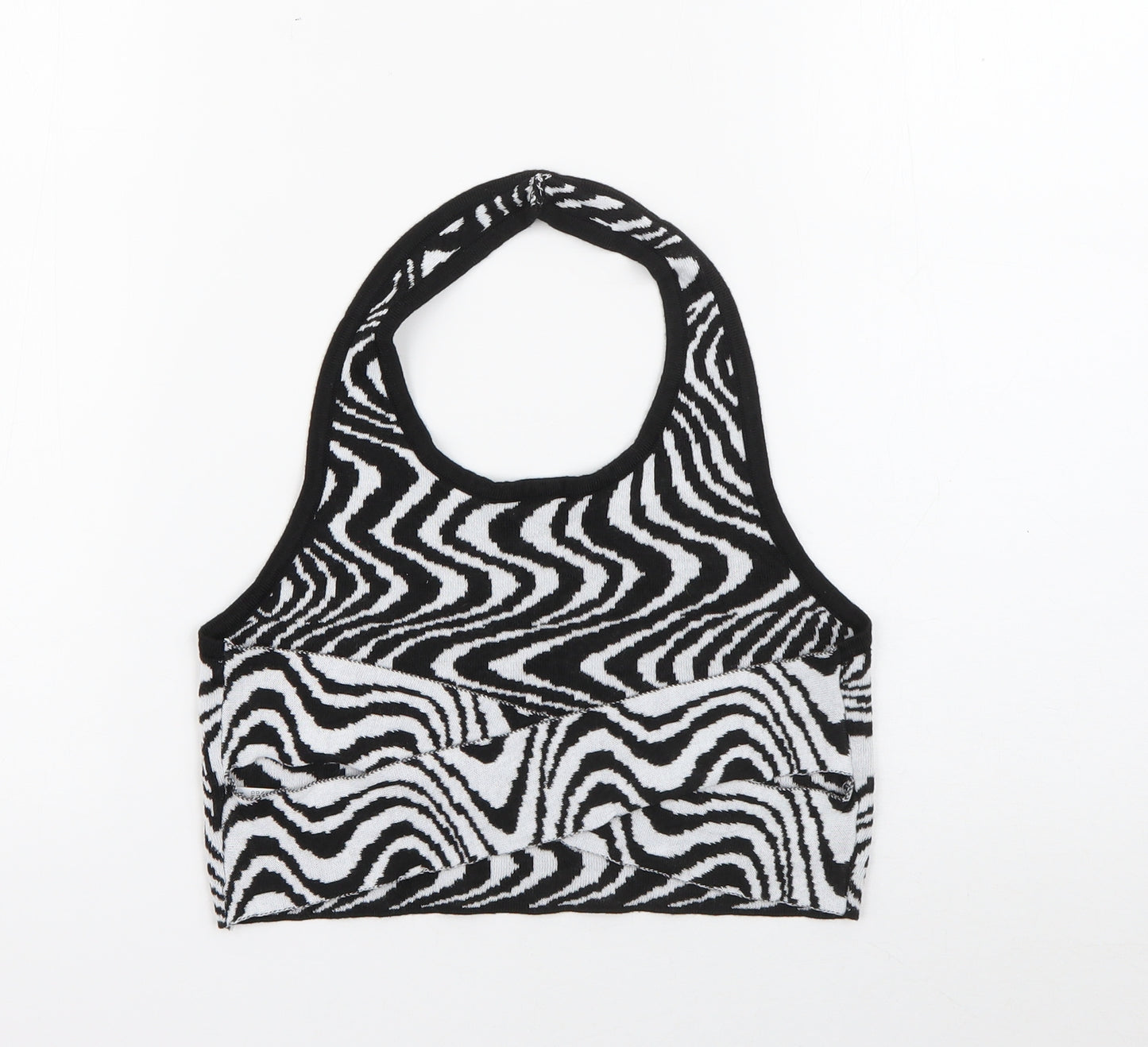 SheIn Womens Black  Polyester Cropped Tank Size M Halter - Monochrome