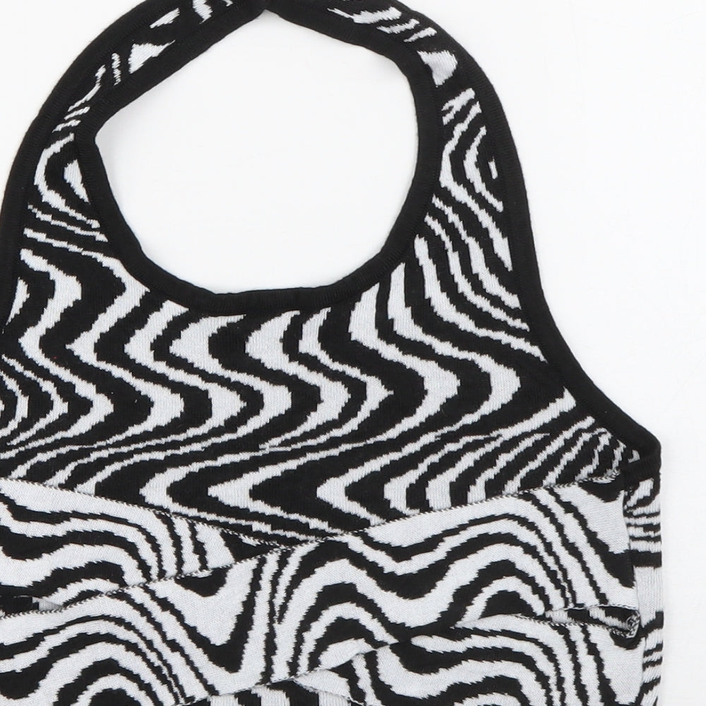 SheIn Womens Black  Polyester Cropped Tank Size M Halter - Monochrome