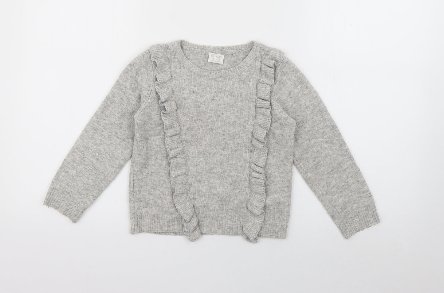 F&F Girls Grey  Acrylic Pullover Sweatshirt Size 5-6 Years
