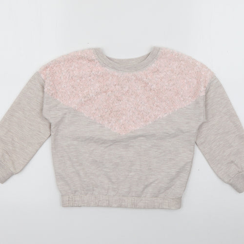 TU Girls Grey  Polyester Pullover Sweatshirt Size 6 Years