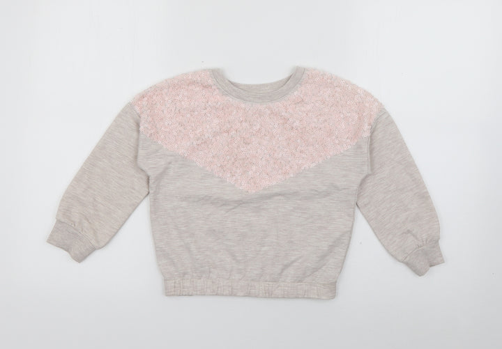 TU Girls Grey Polyester Pullover Sweatshirt Size 6 Years