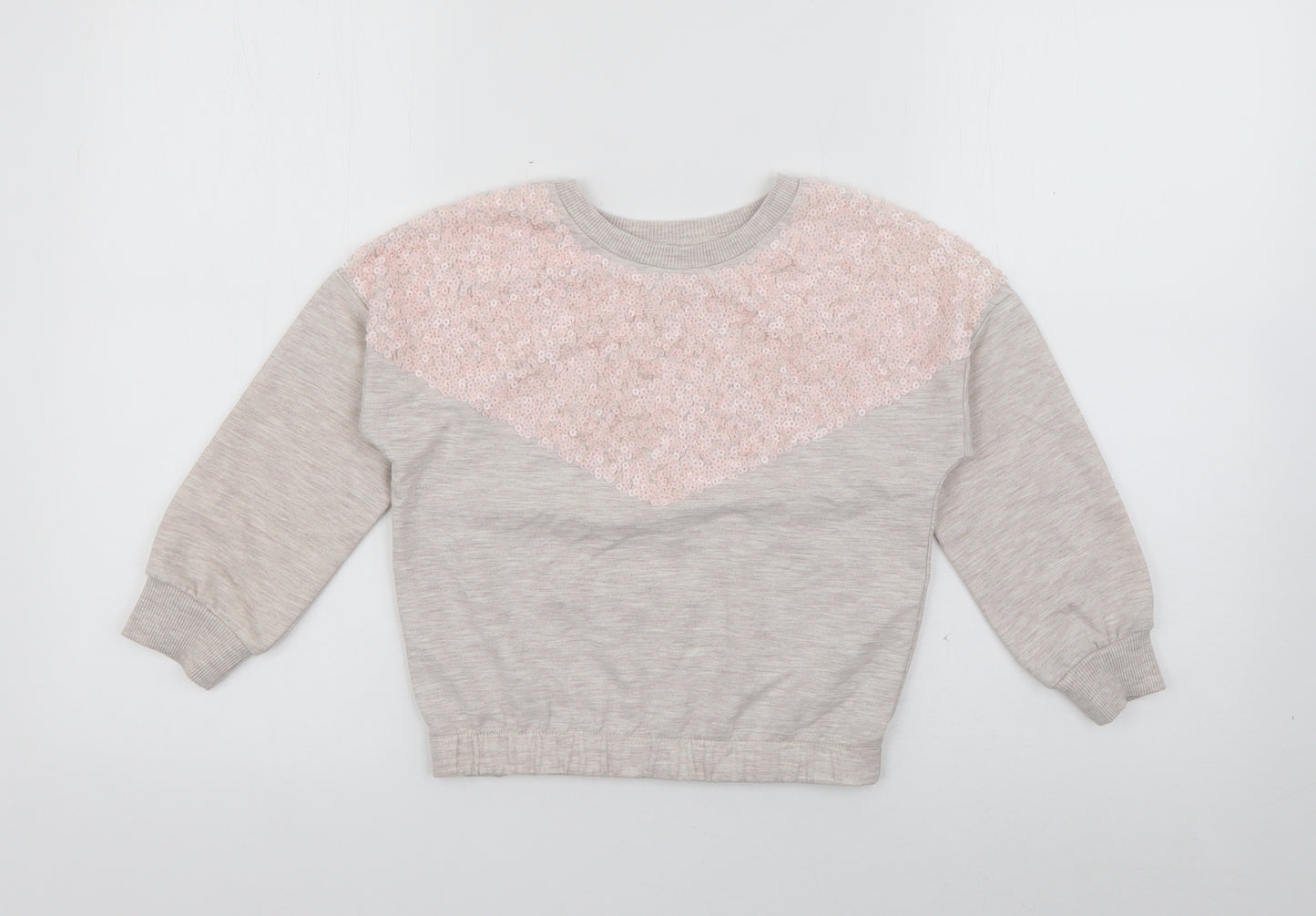 TU Girls Grey  Polyester Pullover Sweatshirt Size 6 Years