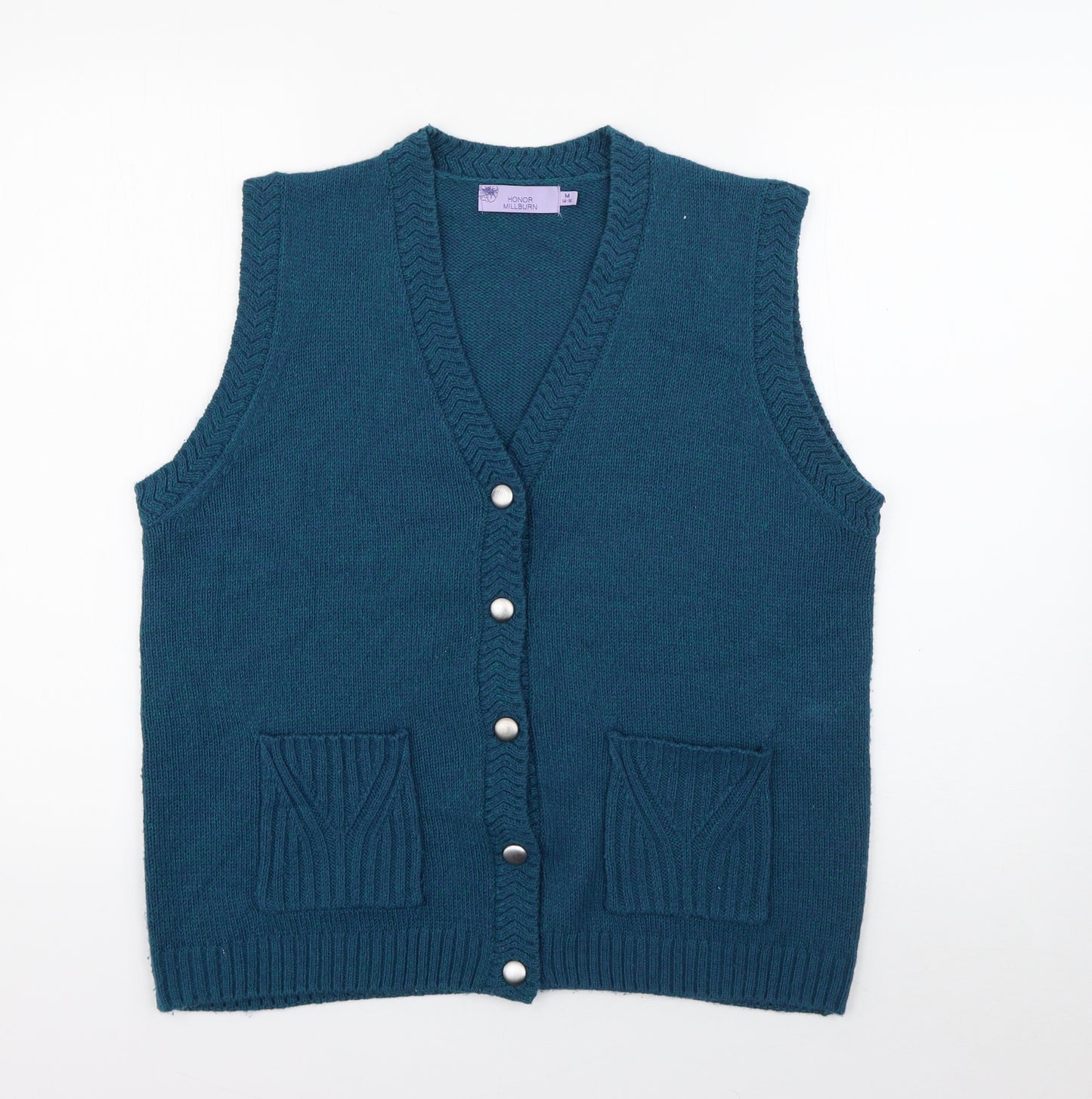 Honor Millburn Womens Blue V-Neck  Acrylic Cardigan Jumper Size M