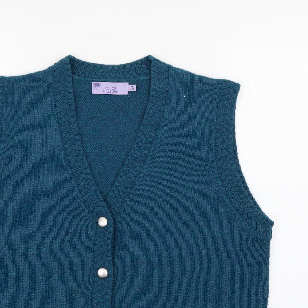 Honor Millburn Womens Blue V-Neck  Acrylic Cardigan Jumper Size M