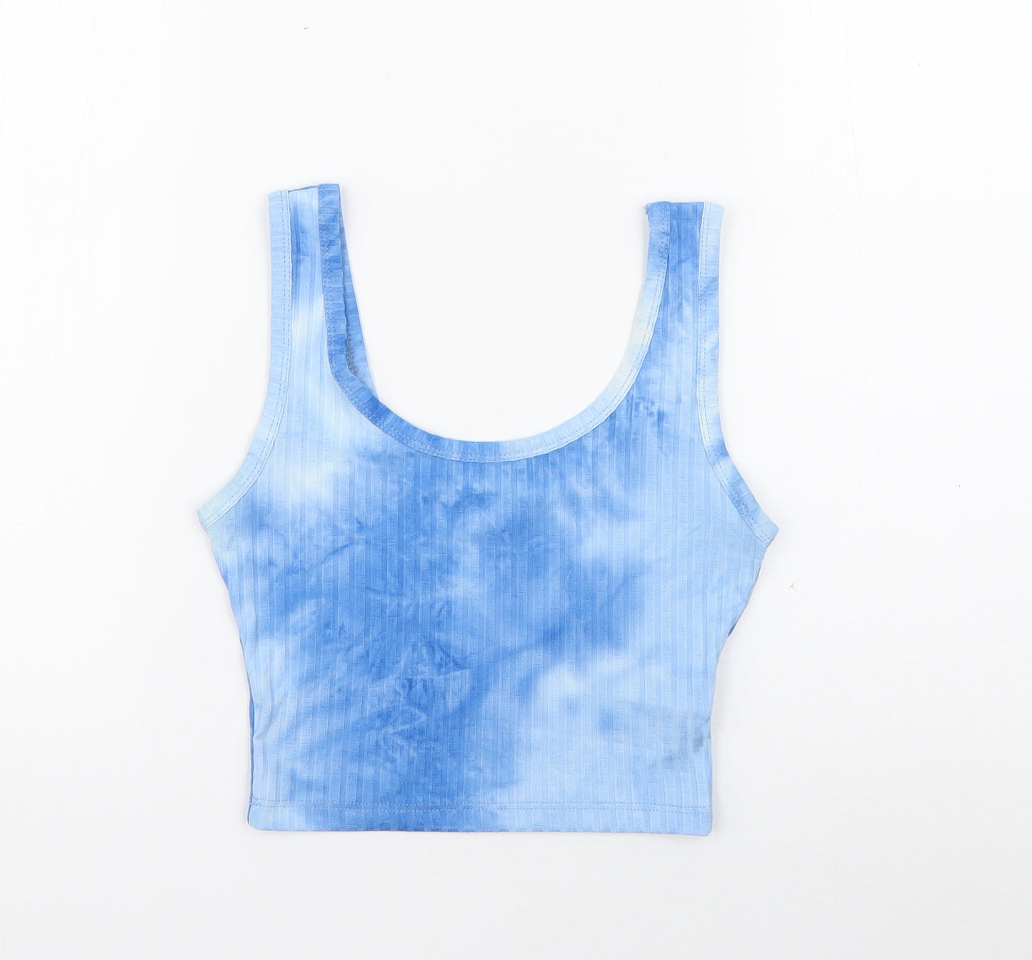 SheIn Womens Blue  Polyester Cropped Tank Size S Scoop Neck