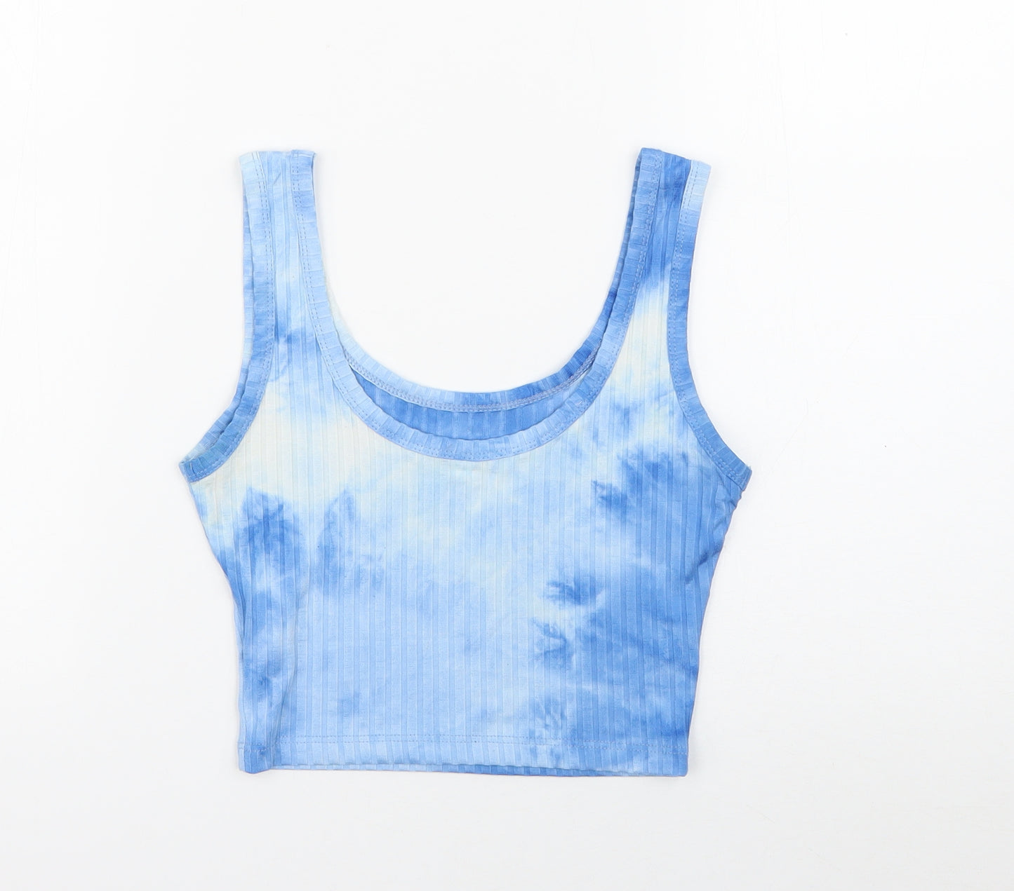 SheIn Womens Blue  Polyester Cropped Tank Size S Scoop Neck