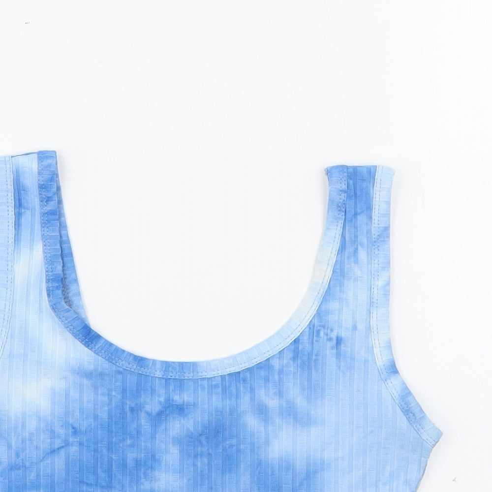SheIn Womens Blue  Polyester Cropped Tank Size S Scoop Neck