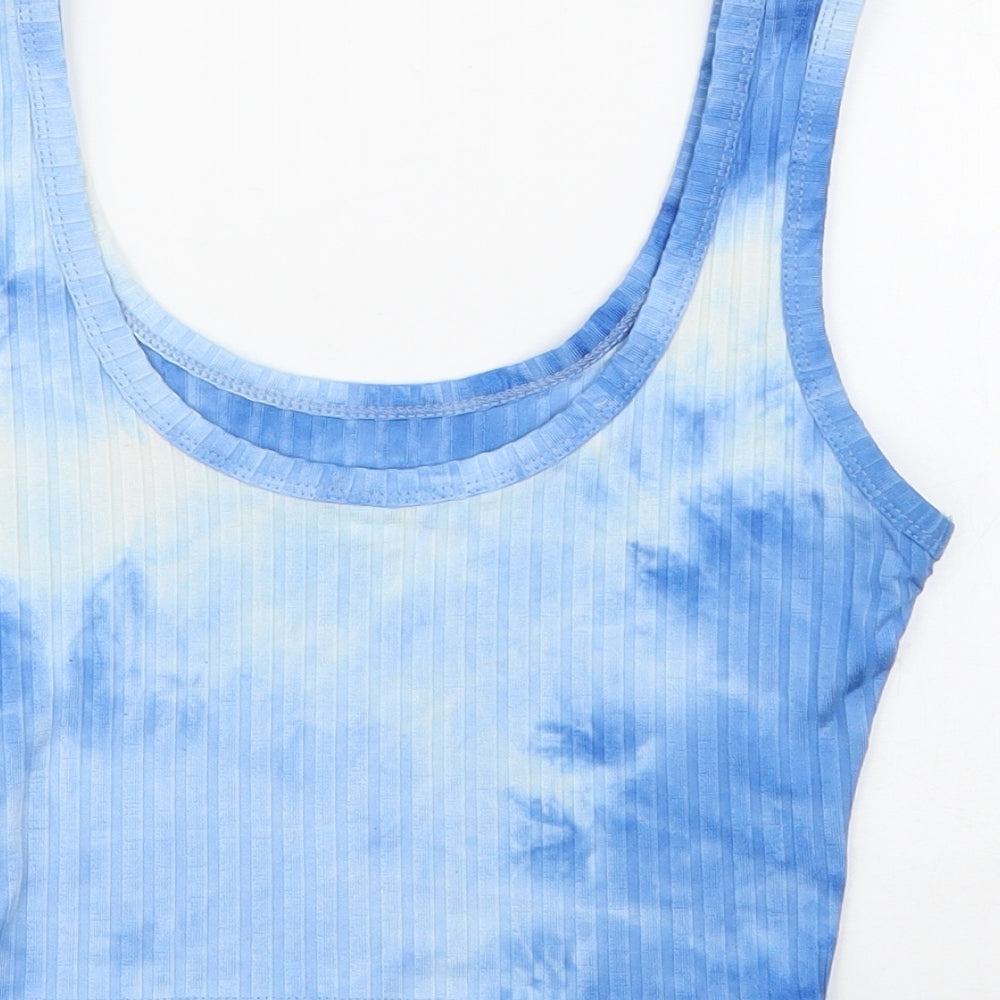 SheIn Womens Blue  Polyester Cropped Tank Size S Scoop Neck