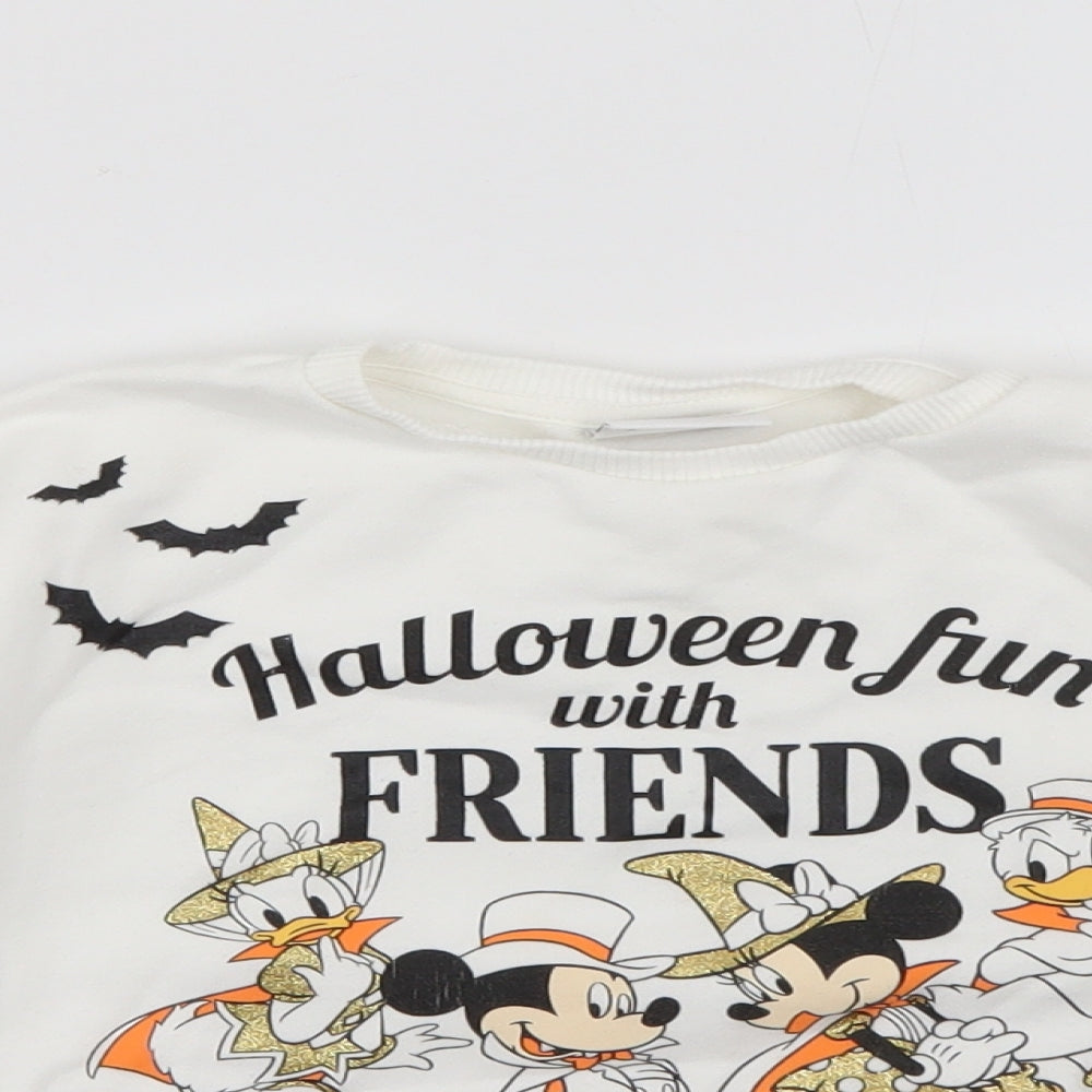 Tesco Boys White  Cotton Pullover Jumper Size 24 Months   - Disney Mickey Mouse Halloween