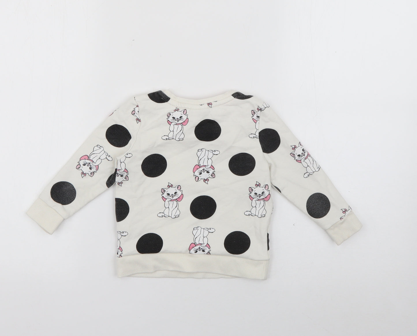 George Girls White Polka Dot Cotton Pullover Jumper Size 18-24 Months   - Aristrocats